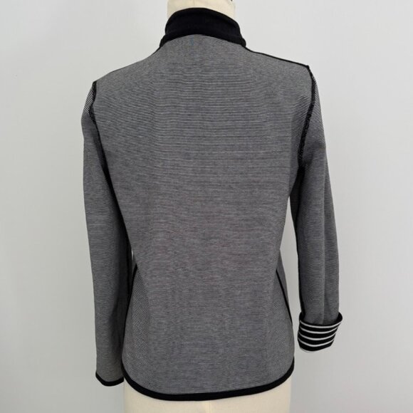 LAUREN RALPH LAUREN Black & White Reversible Striped Jacket Zip Front - Picture 4 of 8